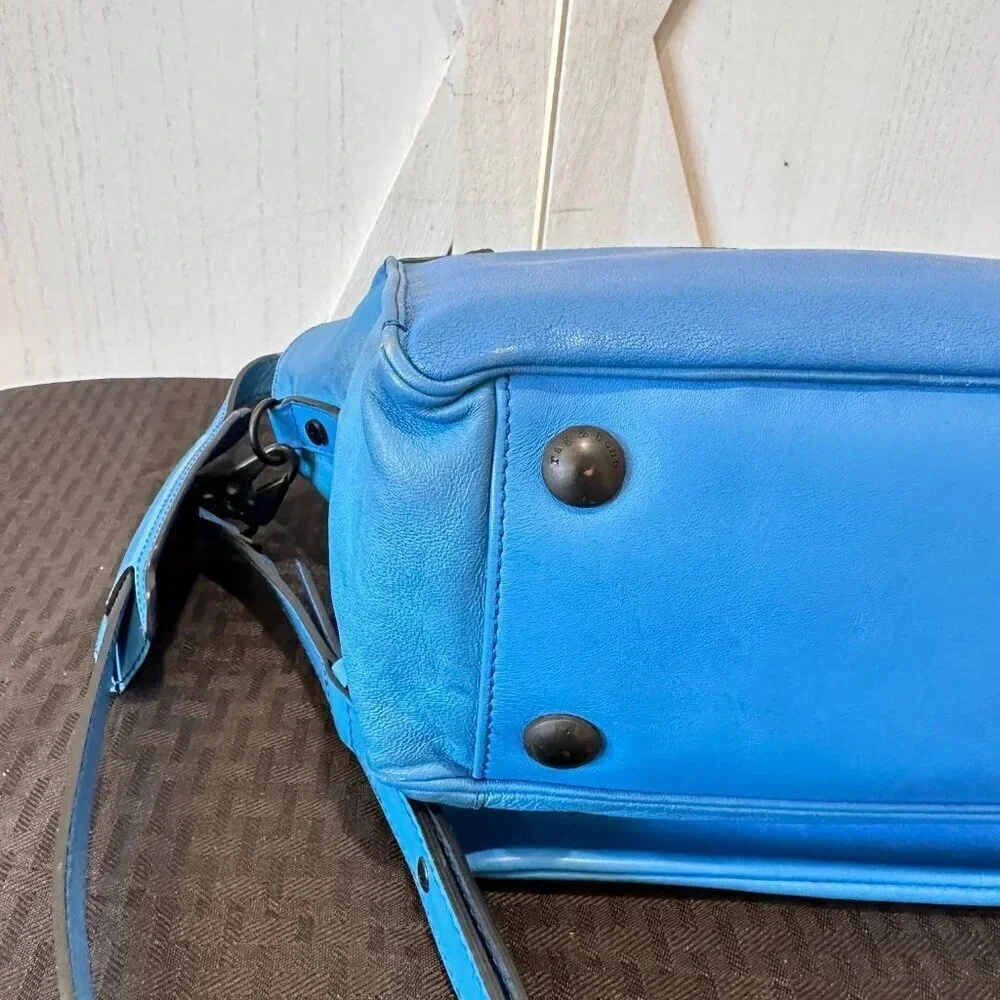Rag & Bone Small Blue Leather Pilot Bag